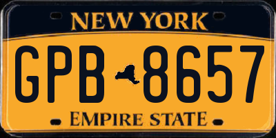 NY license plate GPB8657