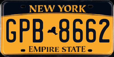 NY license plate GPB8662