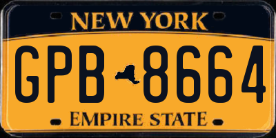 NY license plate GPB8664
