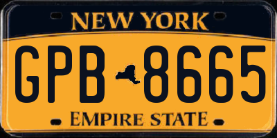 NY license plate GPB8665