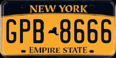 NY license plate GPB8666