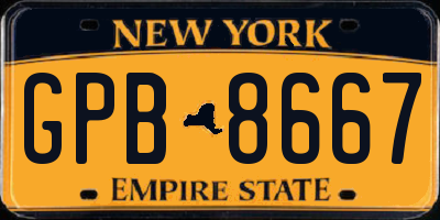 NY license plate GPB8667