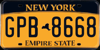 NY license plate GPB8668