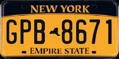 NY license plate GPB8671