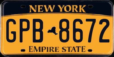 NY license plate GPB8672