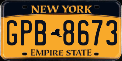 NY license plate GPB8673