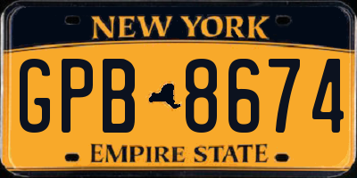 NY license plate GPB8674