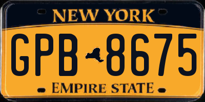 NY license plate GPB8675