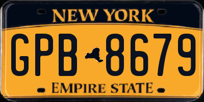 NY license plate GPB8679