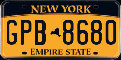 NY license plate GPB8680