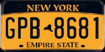 NY license plate GPB8681