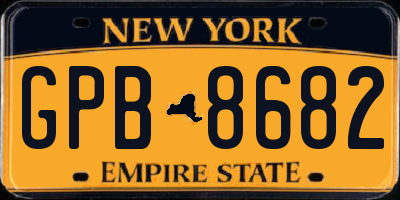 NY license plate GPB8682