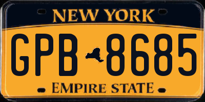 NY license plate GPB8685