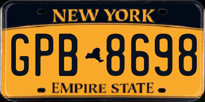 NY license plate GPB8698