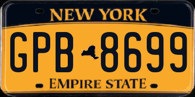 NY license plate GPB8699