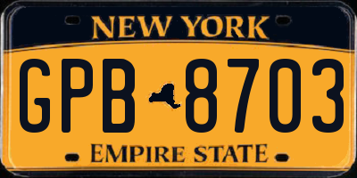 NY license plate GPB8703