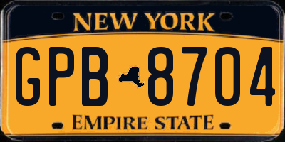 NY license plate GPB8704