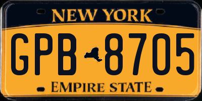 NY license plate GPB8705