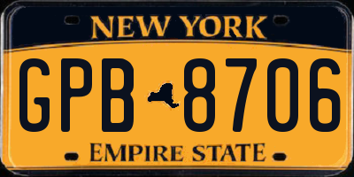 NY license plate GPB8706
