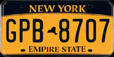 NY license plate GPB8707
