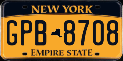 NY license plate GPB8708