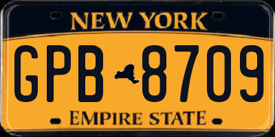 NY license plate GPB8709