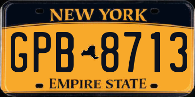 NY license plate GPB8713