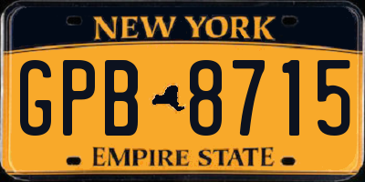 NY license plate GPB8715