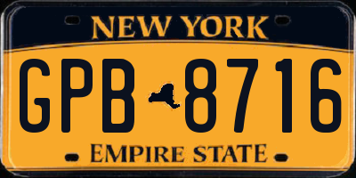 NY license plate GPB8716