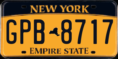NY license plate GPB8717