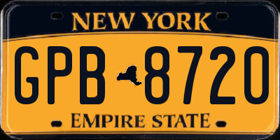 NY license plate GPB8720