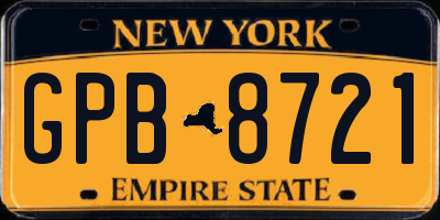 NY license plate GPB8721