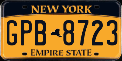 NY license plate GPB8723