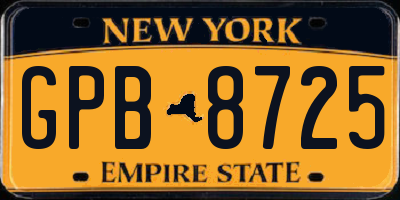 NY license plate GPB8725