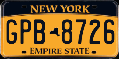 NY license plate GPB8726