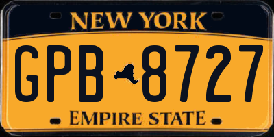 NY license plate GPB8727