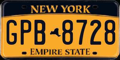 NY license plate GPB8728