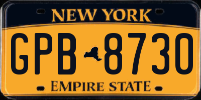NY license plate GPB8730