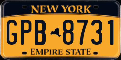 NY license plate GPB8731