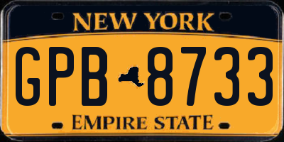 NY license plate GPB8733