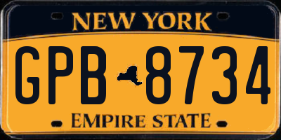 NY license plate GPB8734