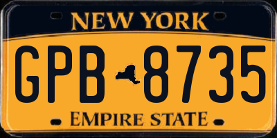 NY license plate GPB8735