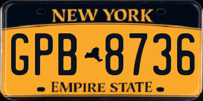 NY license plate GPB8736