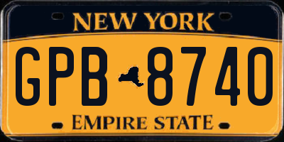 NY license plate GPB8740
