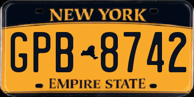 NY license plate GPB8742