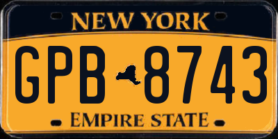 NY license plate GPB8743
