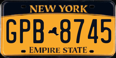 NY license plate GPB8745
