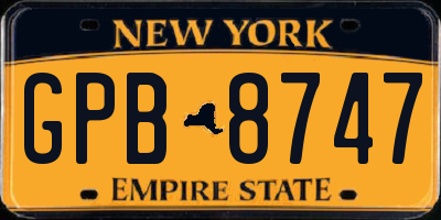 NY license plate GPB8747