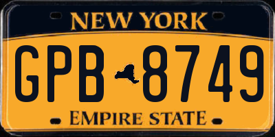 NY license plate GPB8749