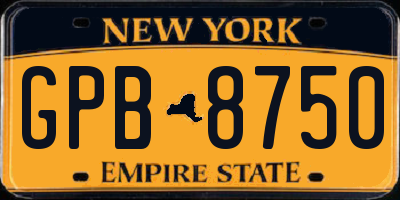 NY license plate GPB8750